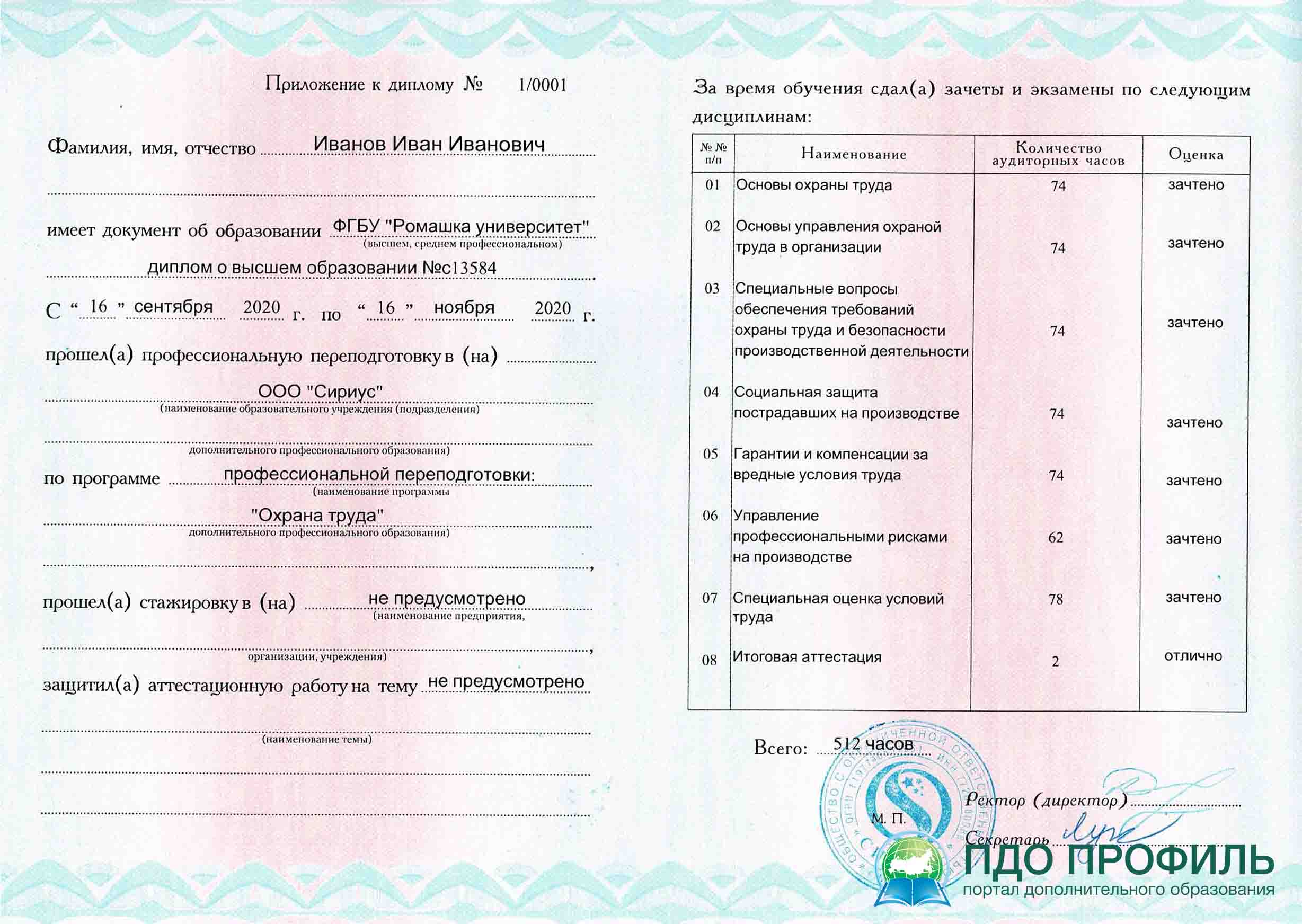 Профессиональная переподготовка 